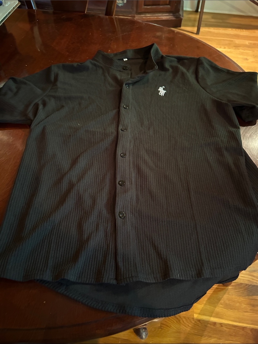 Ralph Lauren Black Short-Sleeve Button-Down Shirt with White Pony Logo